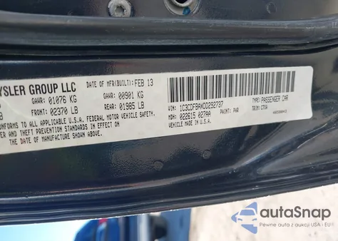 2013 Dodge Dart Sxt z USA, uszkodzony, nr VIN 1C3CDFBAXDD292737